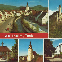 zu sehen ist eine historische Postkarte von Weilheim